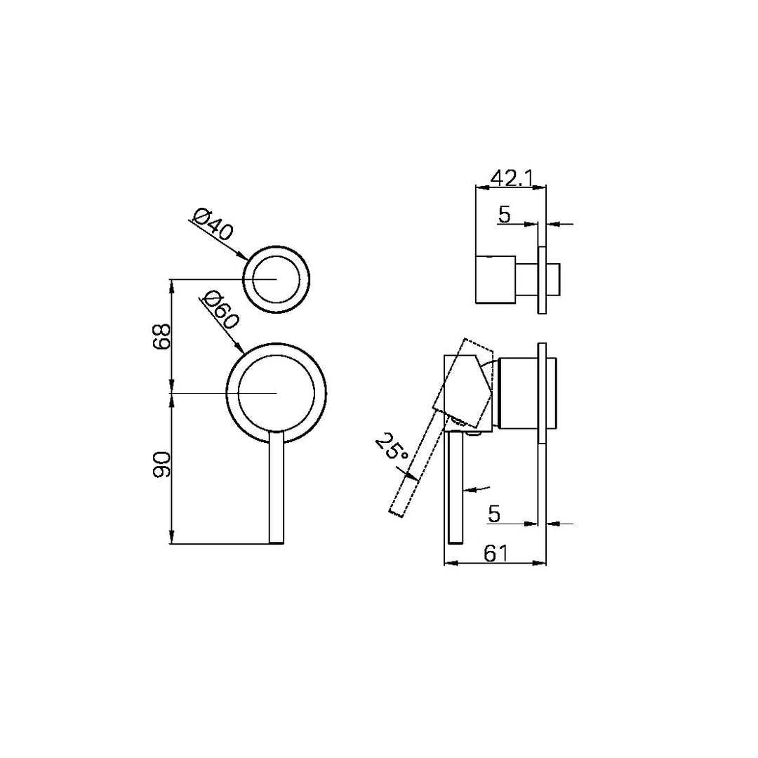DOLCE SHOWER MIXER WITH DIVERTOR SEPARATE BACK PLATE TRIM KITS ONLY GUN METAL