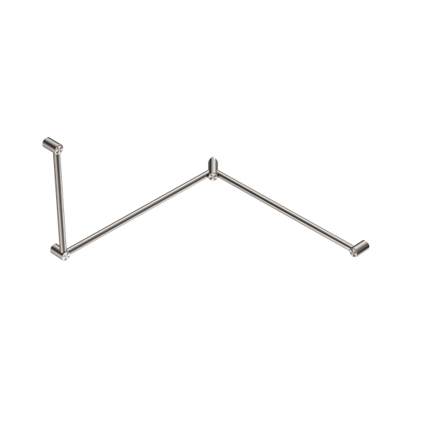 MECCA CARE 32MM DDA TOILET GRAB RAIL SET 90 DEGREE CONTINUOUS 600X1065X1025MM BRUSHED NICKEL