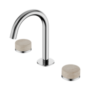 Serenity Basin Set Arc Spout With Rome Travertine Handle Chrome