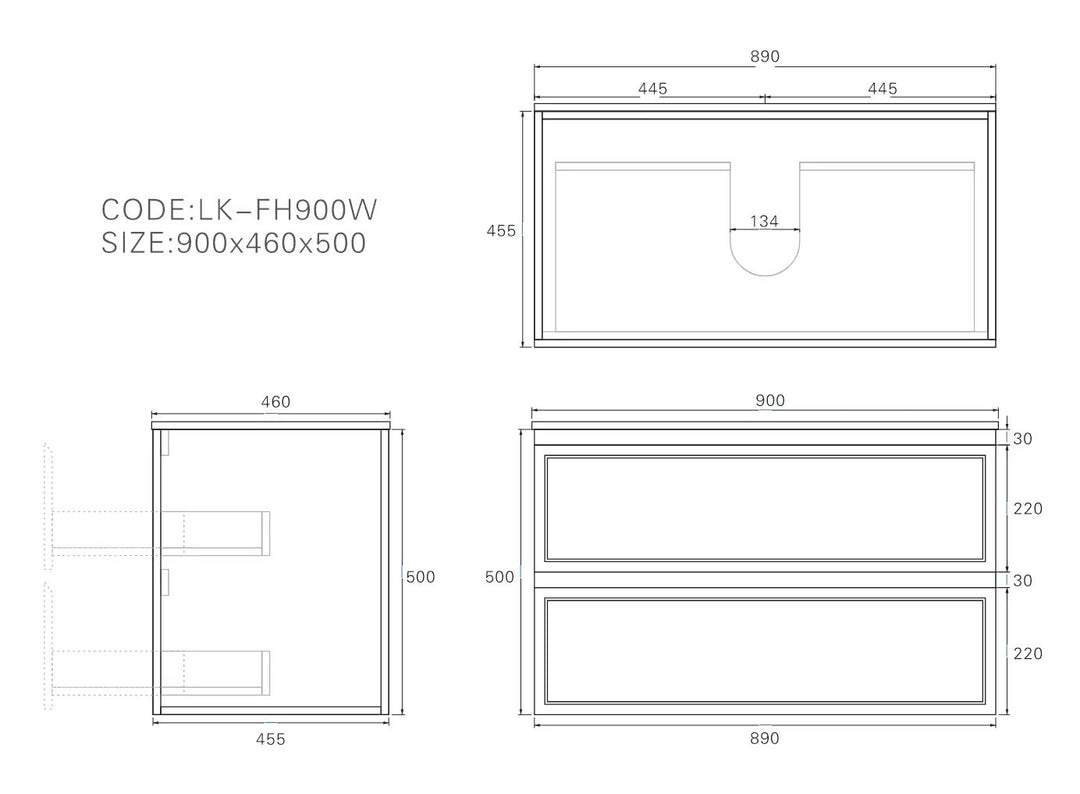 New Hamilton Federation Slim Wall Hung Cabinet Matte Black