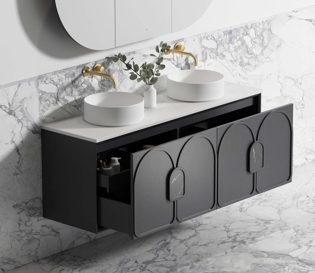 Laguna Black American Oak Wall Hung Vanity