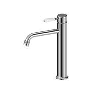 YORK STRAIGHT TALL BASIN MIXER WITH WHITE PORCELAIN LEVER CHROME