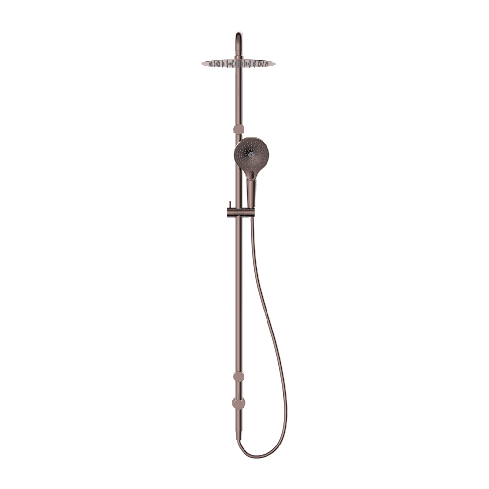 MECCA CARE 25MM GRAB RAIL 900MM TWIN SHOWER SET BRUSHED BRONZE