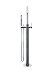 Round Paddle Freestanding Bath Spout and Hand Shower - Polished Chrome