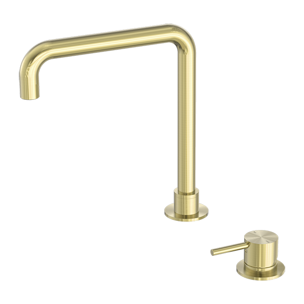 MECCA HOB BASIN MIXER SQUARE SWIVEL SPOUT BRUSHED GOLD