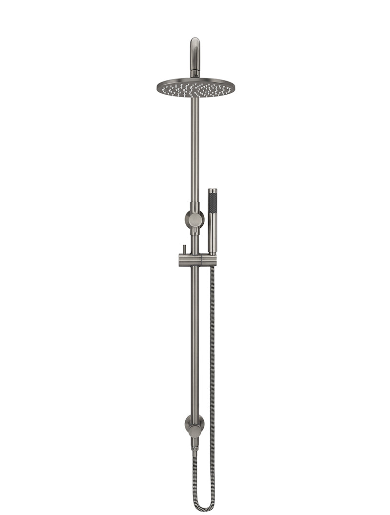 Round Combination Shower Rail, 200mm Rose, Single Function Hand Shower - Shadow