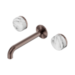 Load image into Gallery viewer, Serenity Wall Basin Set 160mm Spout With Arabescato Corchia Handle Brushed Bronze
