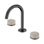 Load image into Gallery viewer, Serenity Basin Set Arc Spout With Rome Travertine Handle Gun Metal
