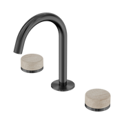 Serenity Basin Set Arc Spout With Rome Travertine Handle Gun Metal