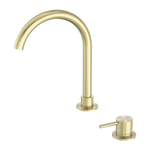 Load image into Gallery viewer, MECCA HOB BASIN MIXER ROUND SWIVEL SPOUT BRUSHED GOLD
