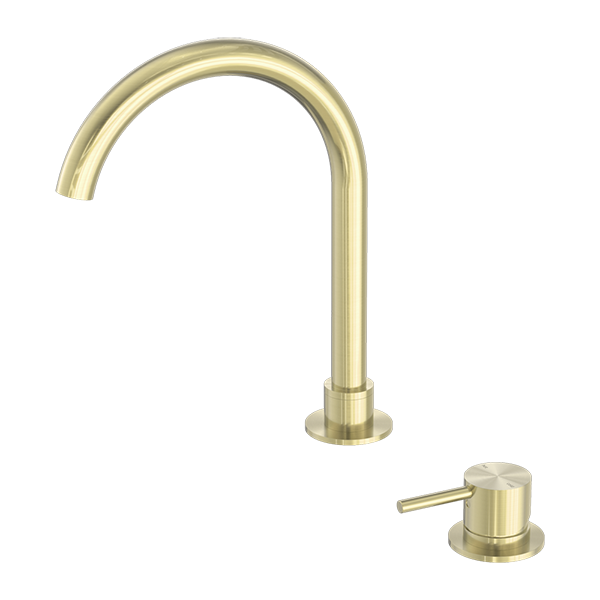MECCA HOB BASIN MIXER ROUND SWIVEL SPOUT BRUSHED GOLD