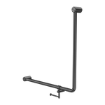 Load image into Gallery viewer, MECCA CARE 32MM 90 DEGREE BENT TUBE GRAB RAIL 750X750MM WITH TOILET ROLL HOLDER GUN METAL
