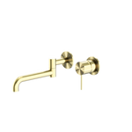 Load image into Gallery viewer, MECCA WALL BASIN/BATH MIXER SWIVEL SPOUT 225MM BRUSHED GOLD
