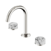 Serenity Basin Set Arc Spout With Arabescato Corchia Handle Brushed Nickel