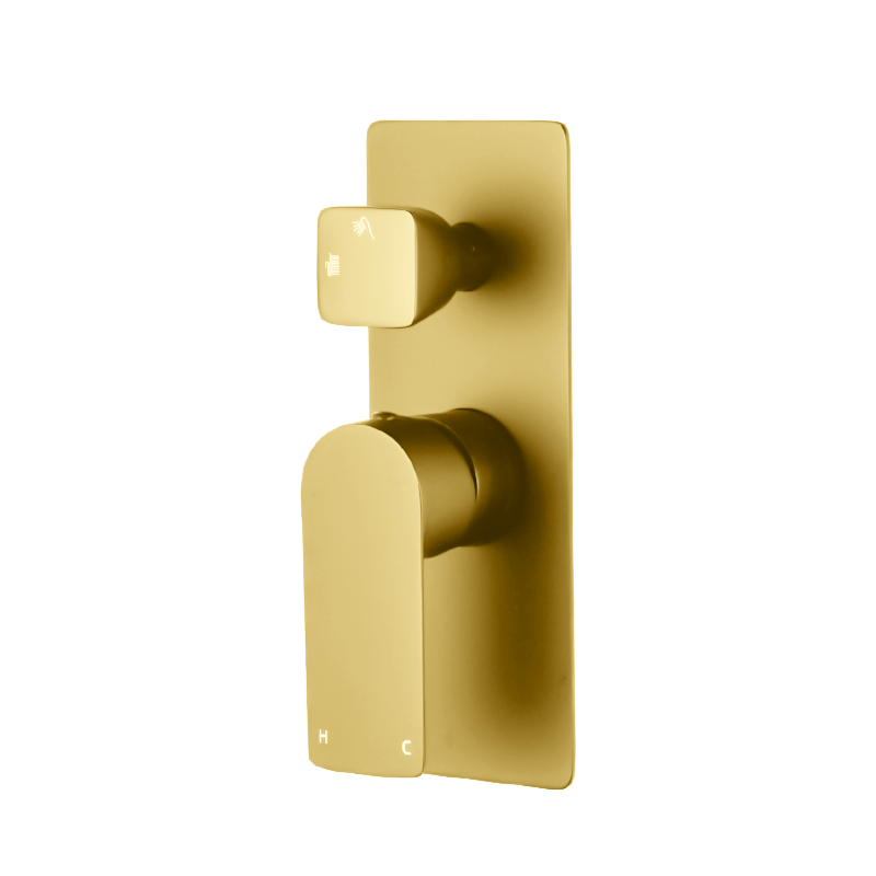VOG Series Brushed Brass Wall Mixer with Diverter(color up)