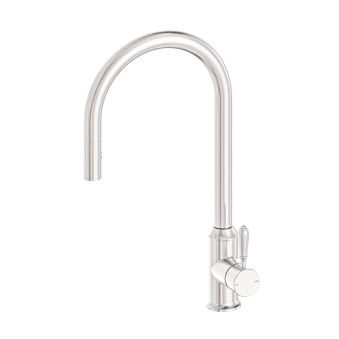 YORK PULL OUT SINK MIXER WITH VEGIE SPRAY FUNCTION WITH METAL LEVER BRUSHED NICKEL