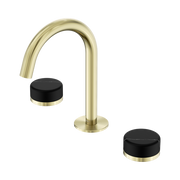 Serenity Basin Set Arc Spout With Marquina Black Handle Brushed Gold