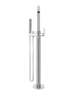 Load image into Gallery viewer, Round Freestanding Bath Spout and Hand Shower - Polished Chrome
