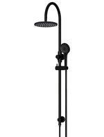 Load image into Gallery viewer, 200mm Round Overhead Shower Rail, Three Function Hand Shower - Matte Black
