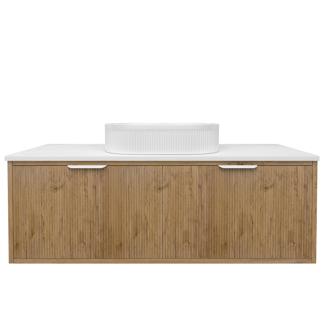 Kliff Fluted Wood Grain Vanity Prime Oak