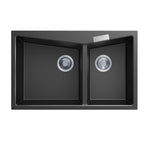 Load image into Gallery viewer, Black Carysil CGDB 3220 Double Bowl Stone Kitchen Sink 800*500mm
