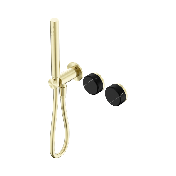Serenity Progressive Shower System With Marquina Black Handle And Slim Shower Brushed Gold