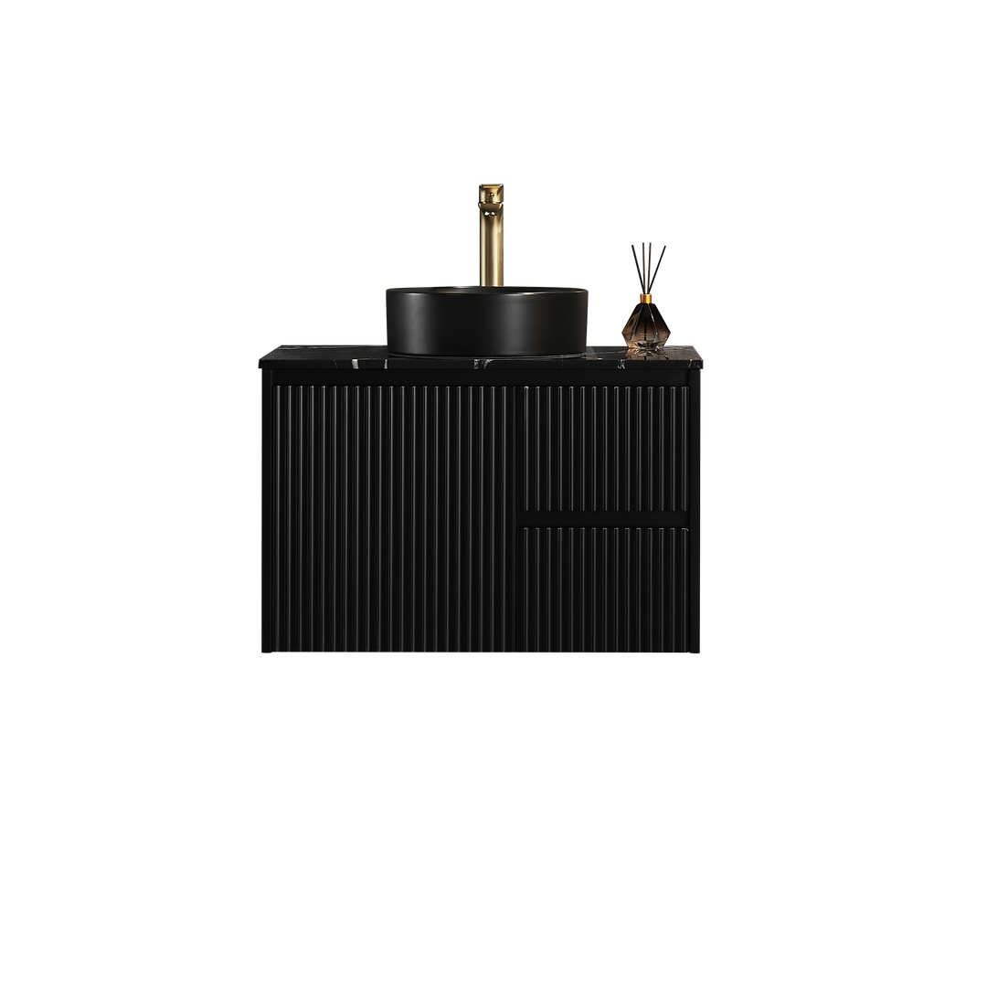 Crete Modern Wall Hung Vanity Matte Black