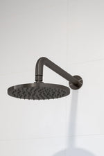 Load image into Gallery viewer, Round Wall Shower Curved Arm 400mm - Shadow
