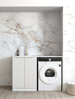 Load image into Gallery viewer, Noosa Fluted White Base Laundry Cabinet with 1300mm Pure White Top

