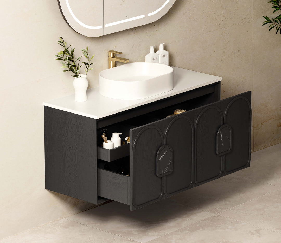 Laguna Black American Oak Wall Hung Vanity