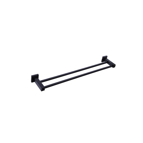 Square Double Towel Rail 600mm - Matte Black (MR01-60)