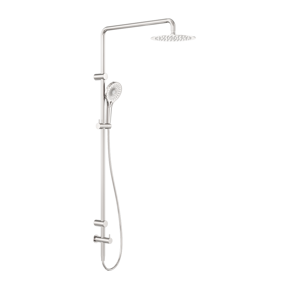 MECCA CARE 25MM GRAB RAIL 900MM TWIN SHOWER SET BRUSHED NICKEL