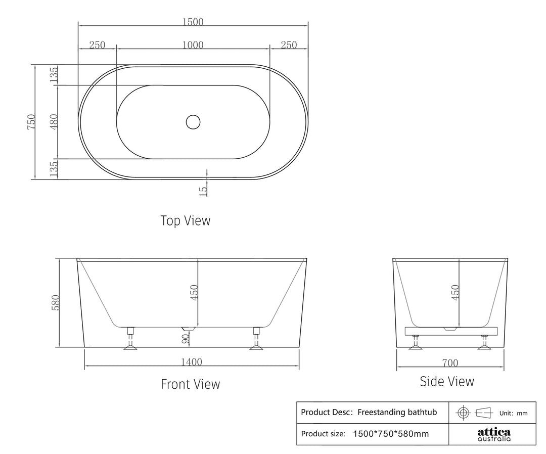 Attica Noosa Freestanding Bath