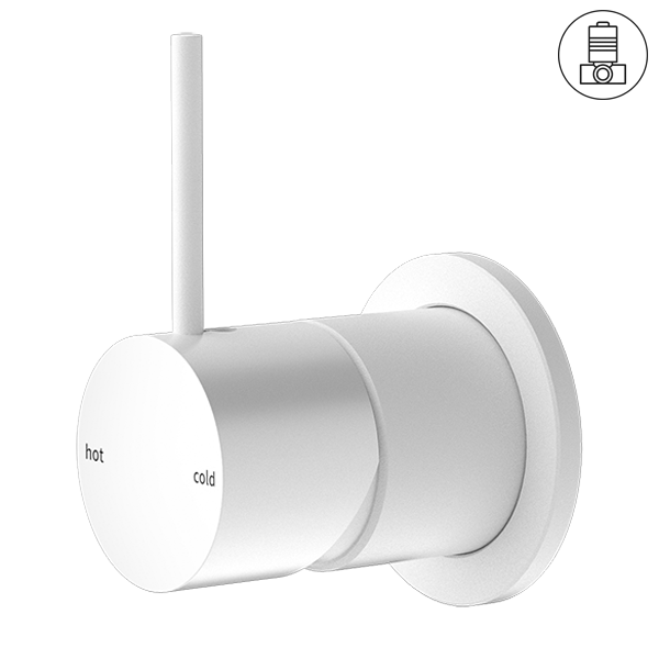 MECCA SHOWER MIXER 60MM HANDLE UP PLATE MATTE WHITE