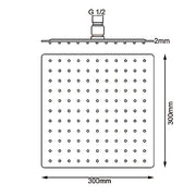 Super-slim Square Gun Metal Grey Stainless Steel Shower Head 300mm