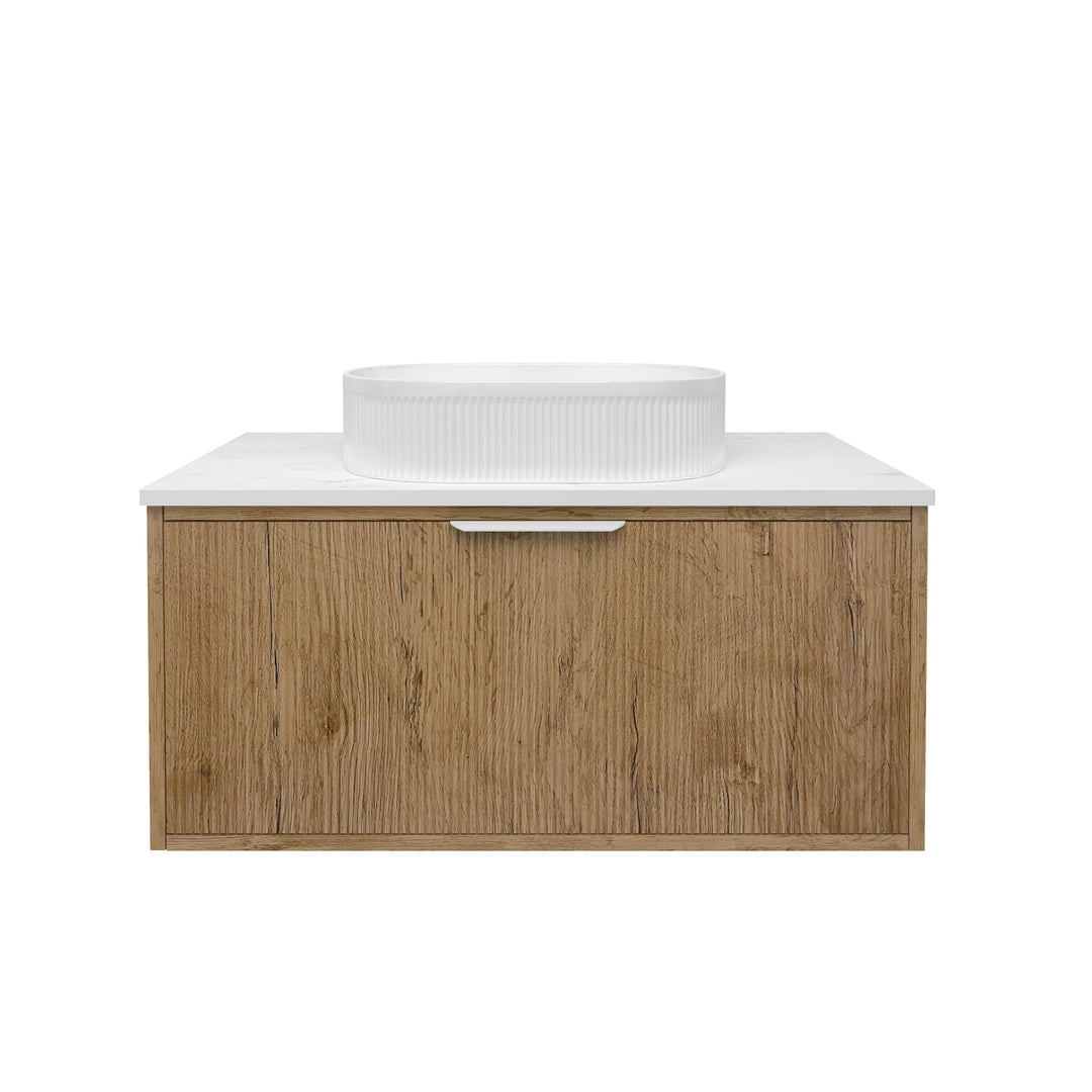 Kliff Fluted Wood Grain Vanity Prime Oak