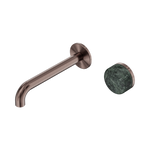 Load image into Gallery viewer, Serenity Progressive Wall Basin Mixer 185mm Spout With Verde Alpi Handle Brushed Bronze

