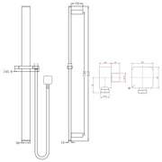 Square Brushed Brass Sliding Shower Rail without Handheld Shower(PVC Hose)