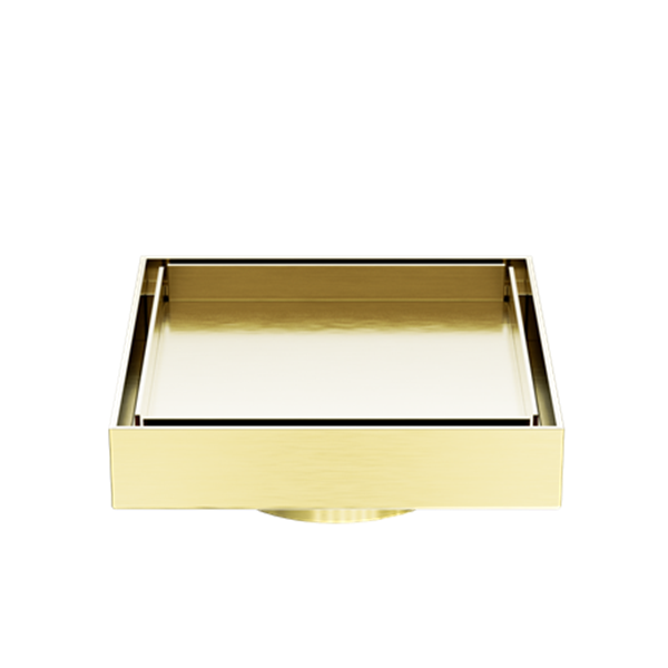 130MM SQUARE TILE INSERT FLOOR WASTE 80MM OUTLET BRUSHED GOLD