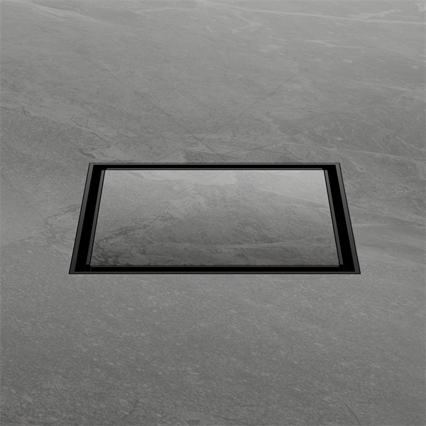 100mm Square Tile Insert Floor Waste 80mm Outlet Matte Black