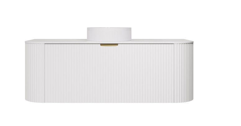Agena Modern Fluted Wall Hung Vanity Matte White