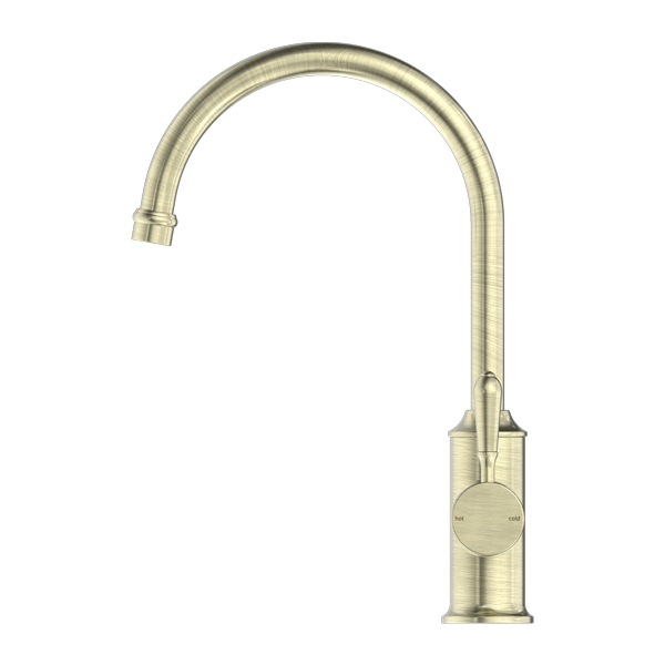 YORK KITCHEN MIXER GOOSNECK SPOUT WITH METAL LEVER AGED BRASS