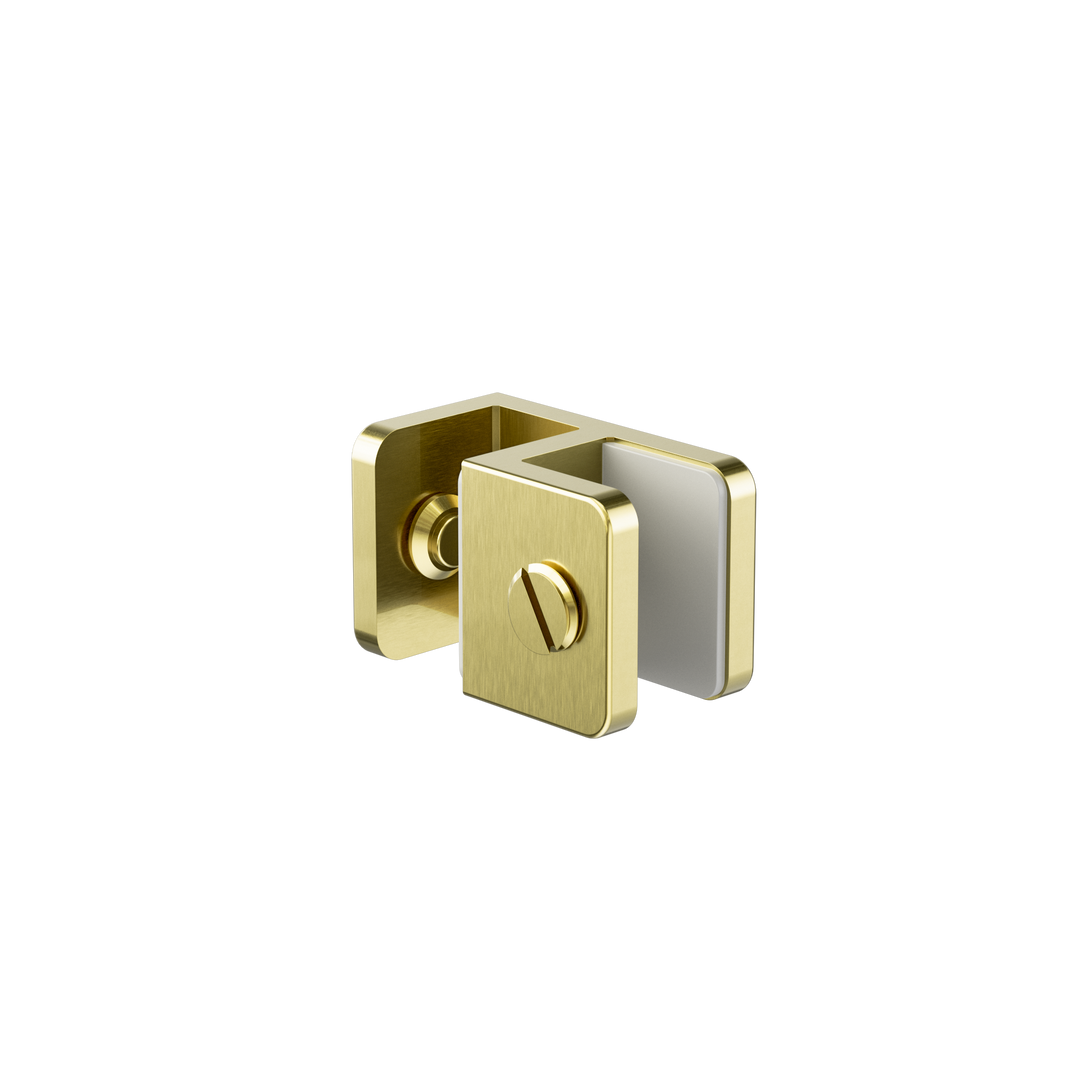 OVER-PANEL GLASS TO GLASS FITTING 10MM GLASS BRUSHED GOLD