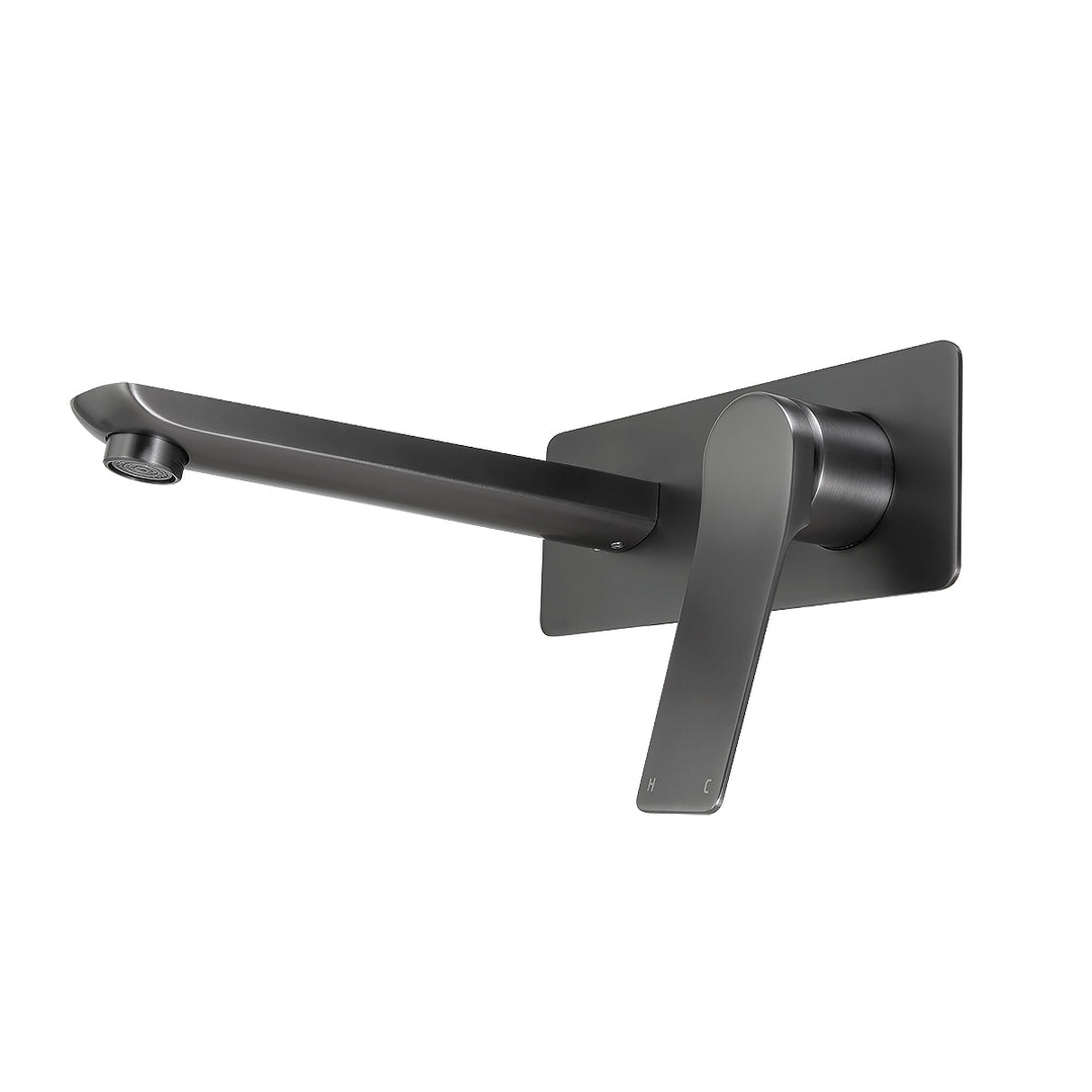 RUSHY Series Square Brushed Gun Metal Grey Wall Mixer with Spout