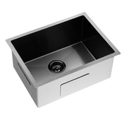 Round Corner Dark Grey Stainless Steel Handmade Single Bowl Kitchen Sink 580*440*230mm(with dark grey waste)