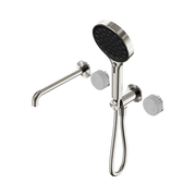 Serenity Progressive Shower System With Spout With Carrara Handle And Serenity Hand Shower Brushed Nickel