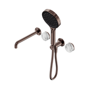 Serenity Progressive Shower System With Spout With Arabescato Corchia Handle And Serenity Hand Shower Brushed Bronze