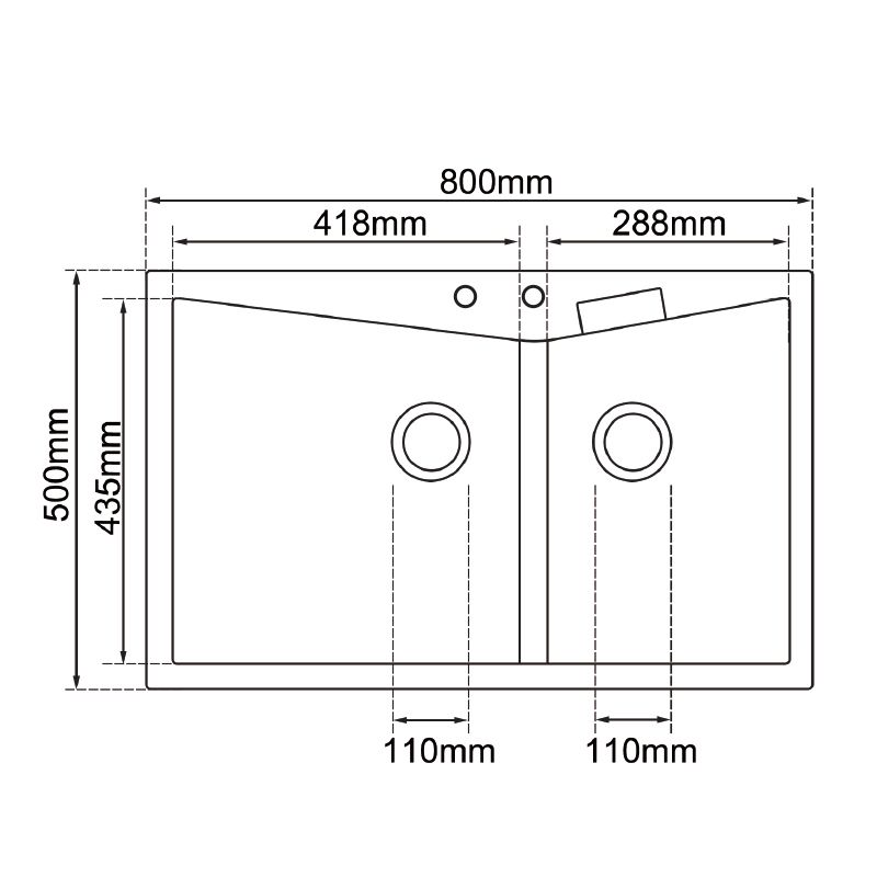 Concrete Grey Carysil CGDB 3220 Double Bowl Stone Kitchen Sink 800*500mm