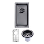 Load image into Gallery viewer, Round Corner Stainless Steel Gun Metal Grey PVD Coating Single Bowl Kitchen Sink(with Bottom Tray) 250*450*215mm

