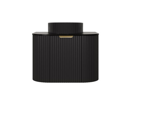 Agena Modern Fluted Wall Hung Vanity Matte Black